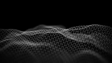 Network connection concept black background illustration. Futuristic hexagon Stock Illustration