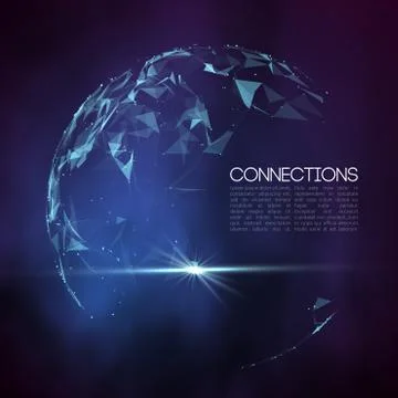 Network connection concept blue vector illustration. Futuristic hexagon Stock-Illustration