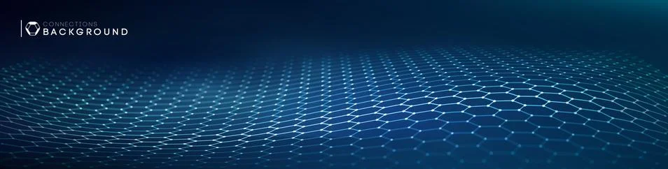 Network connection concept blue vector illustration. Futuristic hexagon Illustrazione stock