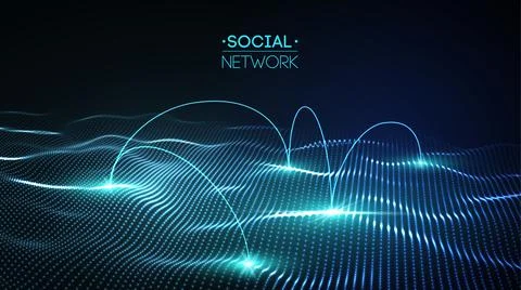 Network connection concept blue vector illustration. Futuristic hexagon Stock Illustration