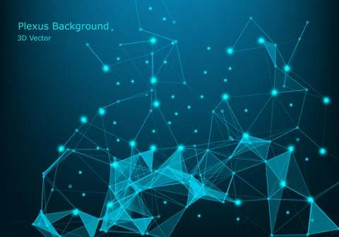 Network connection concept blue vector illustration. Futuristic hexagon persp Stock Illustration