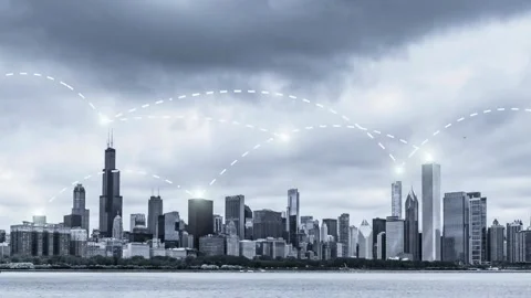 Network connection concept with Chicago cityscape Stock Footage 267227377