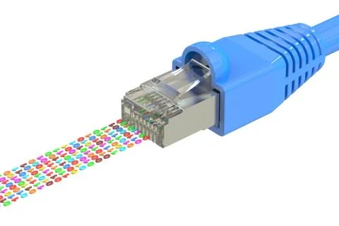 Network connection concept, computer network cable. 3D rendering Stock Illustration