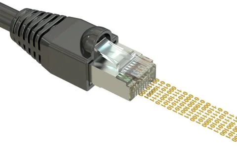Network connection concept computer network cable 3D rendering Illustrazione stock