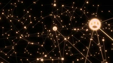 Network connection concept with glowing data points moving slowly Stock Footage 327511367