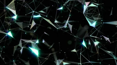 Network Connection dark background, rotating flickering cool blue light mesh Stock Footage 103961112