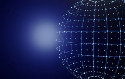 Network connection dots and lines on dark blue gradation background. Technolo Stock Illustration