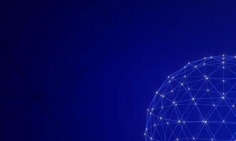 Network connection dots and lines on dark blue gradation background. Techno.. 스톡 일러스트