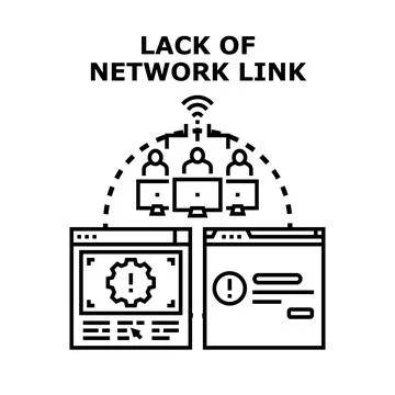 Network connection error causing communication failure and data problems Stockillustratie