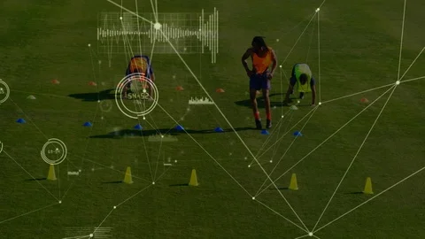 Network connection with football team training 스톡 동영상 123768298