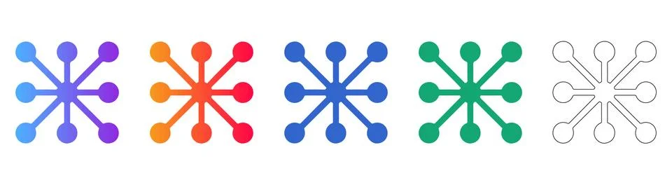 Network Connection Hub Icon Set Illustrazione stock