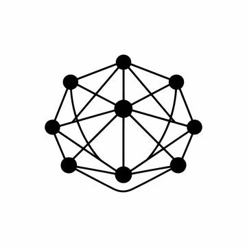Network Connection Icon - Global Blockchain Technology Line Vector Stock Illustration