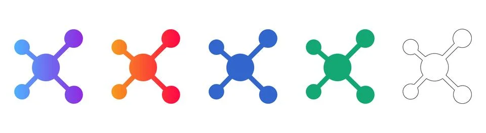 Network Connection Icons in Five Variations Stock Illustration