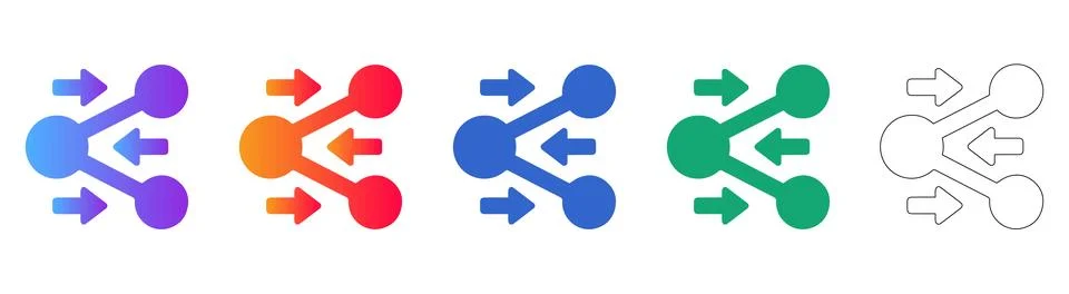 Network Connection Icons in Gradient Styles Stock Illustration