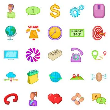 Network connection icons set, cartoon style 스톡 일러스트