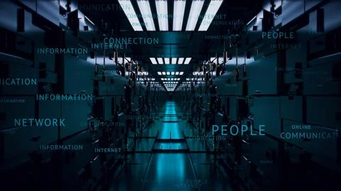 Network, connection, internet. SciFi technological tunnel background.UI HUD Stock Illustration