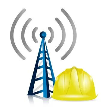 Network connection issues under construction sign Illustrazione stock