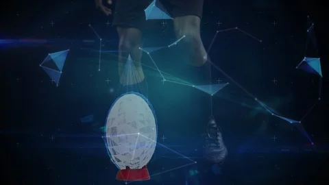 Network connection with low section of rugby player shooting Stock Footage 123784726