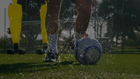 Network connection with low section of soccer player Stock Footage 208830406