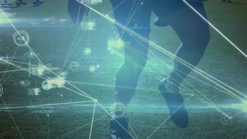 Network connection with low section soccer player practicing Stock Footage 208830553