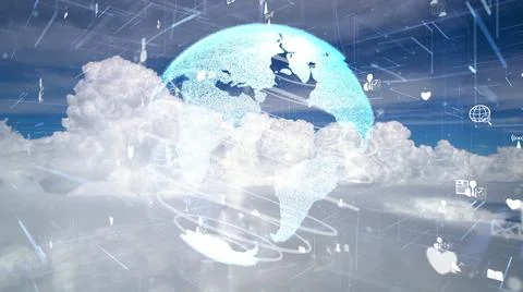 Network of connection modernization over clouds in the sky Stock Illustration