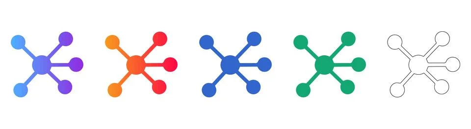 Network Connection Node Icon Set Stock Illustration
