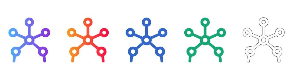 Network Connection Node Icon Set 스톡 일러스트