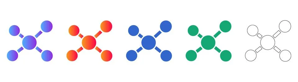 Network Connection Node Icon Set Stock Illustration