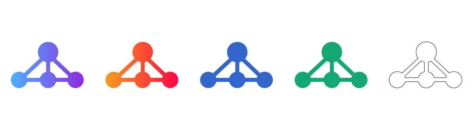 Network Connection Node Icon Set Stock Illustration