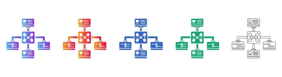 Network Connection Node Icons for IT Infrastructure Stock Illustration