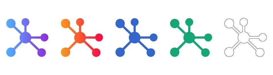 Network Connection Node Icons Set Illustrazione stock