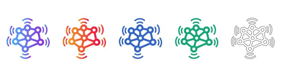 Network Connection Node Icons Set Stock Illustration