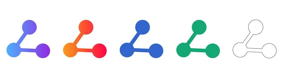 Network Connection Node Icons Set 스톡 일러스트