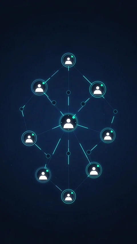 Network connection nodes animation loop technology glowing blue data Stock Footage 346648380