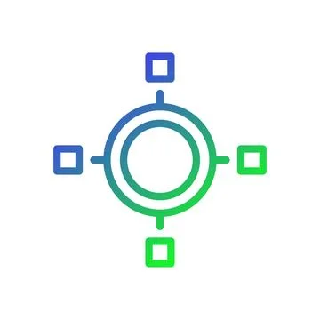 Network Connection Nodes Icon Green Blue Gradient イラスト素材