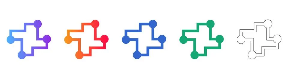 Network Connection Nodes Icons Illustrazione stock