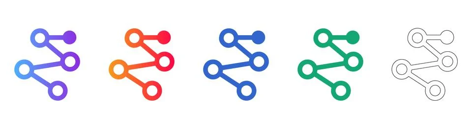 Network Connection Nodes Icons Stock Illustration