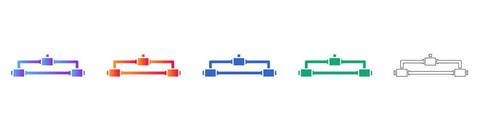 Network Connection Pipeline Icon Set Stock Illustration