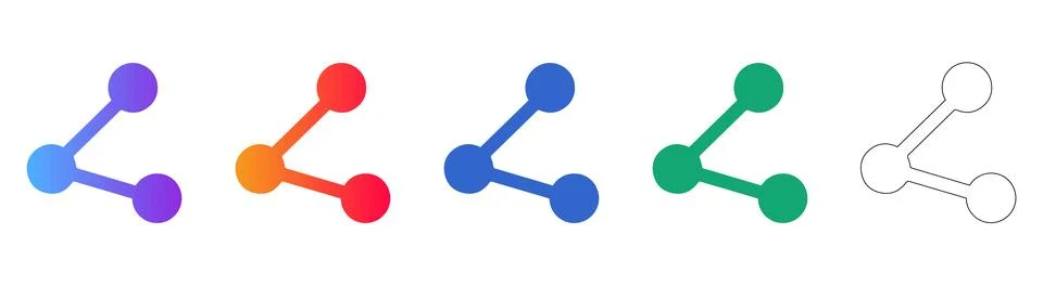 Network Connection Share Node Icon Set Stock Illustration