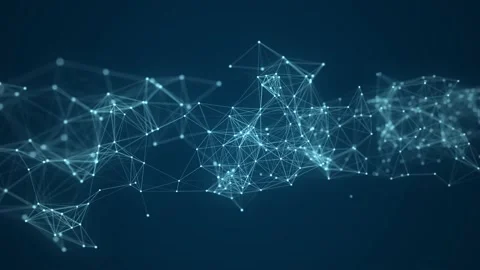 Network connection structure. Abstract background with moving dots and lines. Stockbeeldmateriaal 155926250