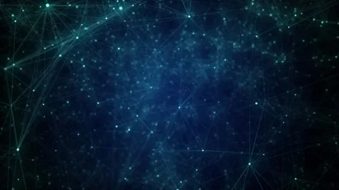 Network connection structure. Abstract blue background with moving dots Stockbeeldmateriaal 272592769
