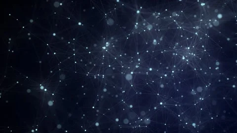 Network connection structure. Abstract blue background with moving dots Stockbeeldmateriaal 272606956