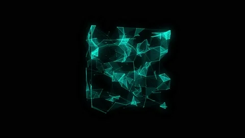 Network connection structure cyberspace with moving particles in a closed room. Stock-Footage 207750496