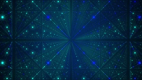 Network connection structure cyberspace with moving particles in the galaxy. Stock-Footage 207750712