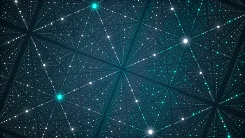 Network connection structure cyberspace with moving particles in the galaxy. Stock-Footage 207750918