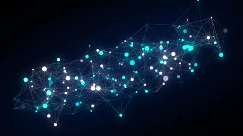 Network connection structure cyberspace with moving particles. Stock-Footage 297955481