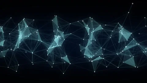 Network connection structure cyberspace with moving particles. Stock-Footage 297957934