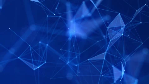 Network connection structure. Digital blue background with dots and lines. Stock Footage 154296386