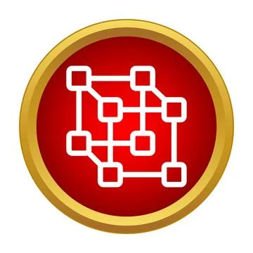 Network connection structure icon on red button Stock Illustration