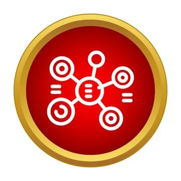Network connection structure icon on red circle Stock Illustration